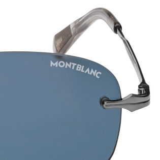 Rectangular Sunglasses with Silver Coloured Metal Frame