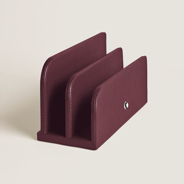 Letter Rack in Cassis Leather - 2