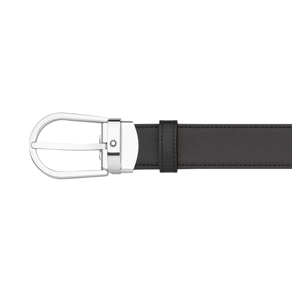 Horseshoe buckle black/brown 30 mm reversible leather belt - 1