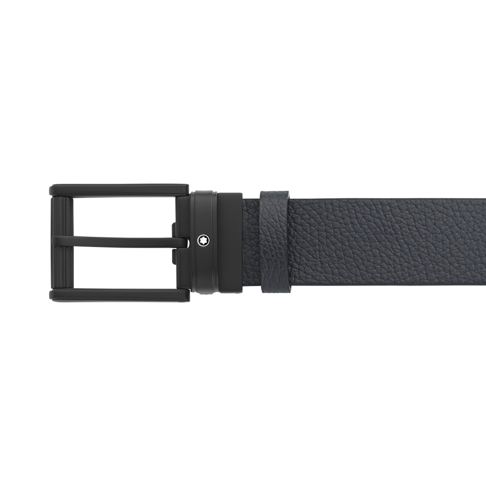 Blue/black 35 mm reversible leather belt - 5