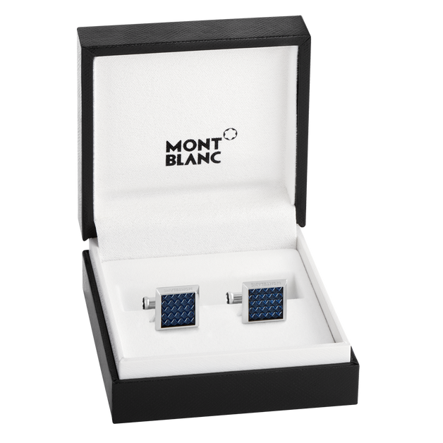 Meisterstück Rectangular Cufflinks with Geometric Lacquer Inlay - 4