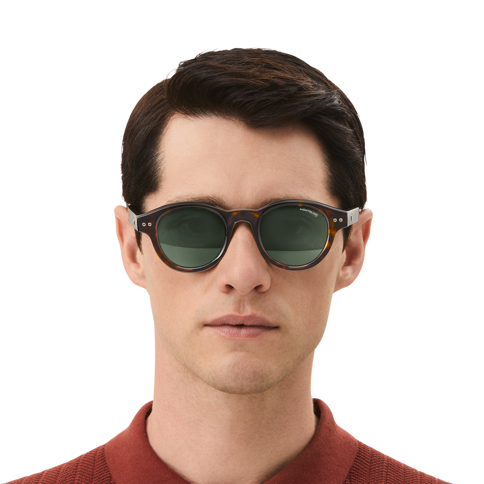 Round Sunglasses with Havana Coloured Acetate Frame - 5