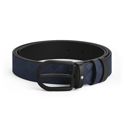Horseshoe Buckle Ink Blue/Black 30 mm Reversible Leather Strap