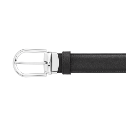 Horseshoe buckle black/blue 30 mm reversible leather belt