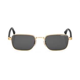 Rectangular sunglasses with Gold Coloured Metal Frame