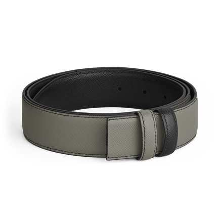 Medium grey/black 35mm reversible leather belt