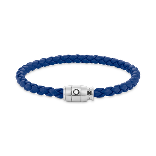 Bracelet Steel 3 rings closing and Blue leather
