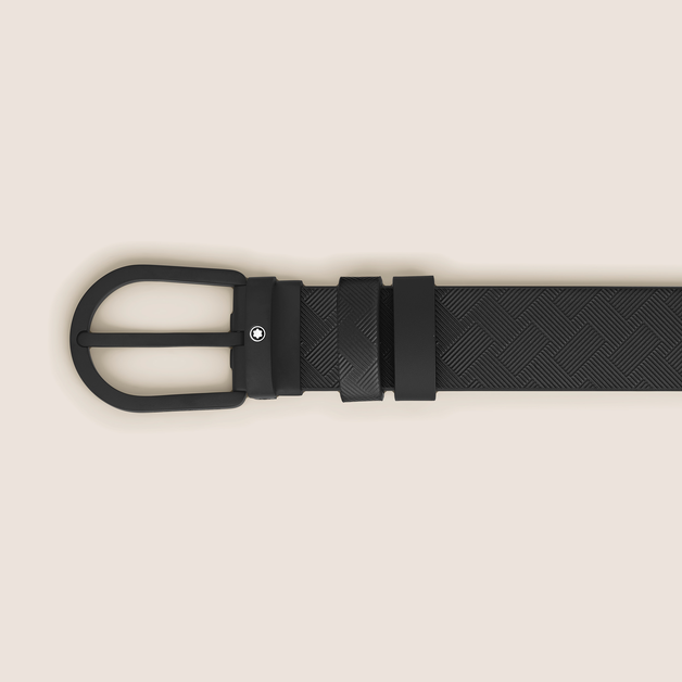 Horseshoe Buckle Black/Black 30 mm Reversible Leather Strap - 3