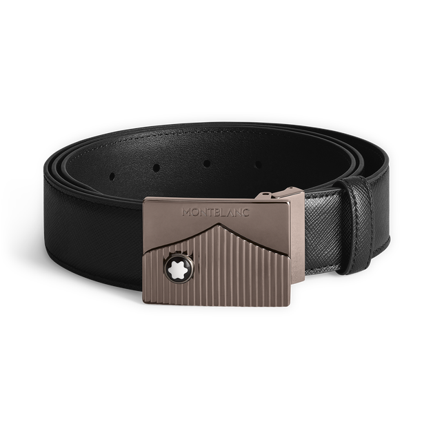 Black 35 mm leather belt - 1