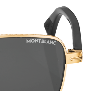 Rectangular sunglasses with Gold Coloured Metal Frame