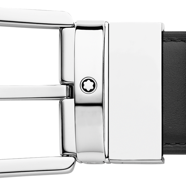 Horseshoe buckle black/tan 35 mm leather belt - 3