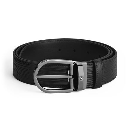 Horseshoe Buckle Black 35 mm Leather Belt