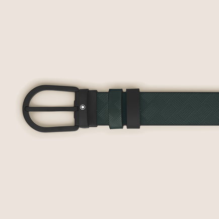 Horseshoe Buckle British Green/Black 30 mm Reversible Leather Strap