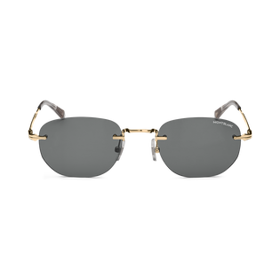 Rectangular Sunglasses with Gold Coloured Metal Frame