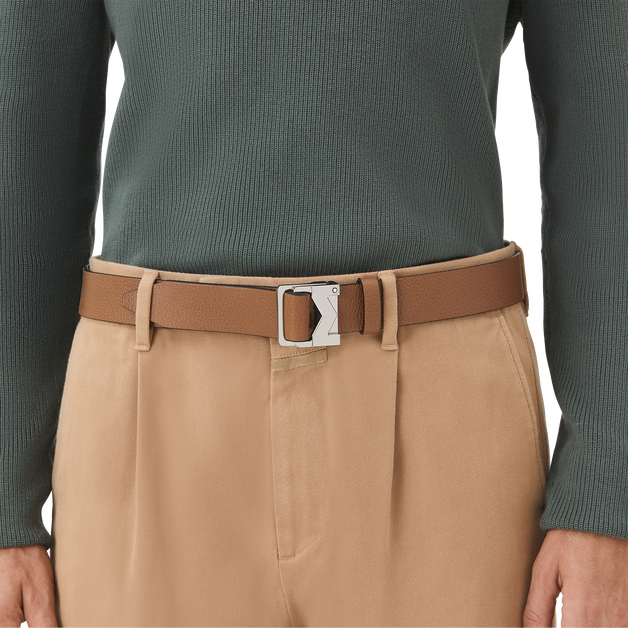 Grainy caramel 35mm leather belt - 2