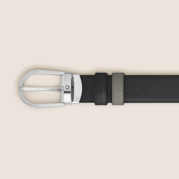 Horseshoe buckle Medium/black 30mm reversible leather strap - 2