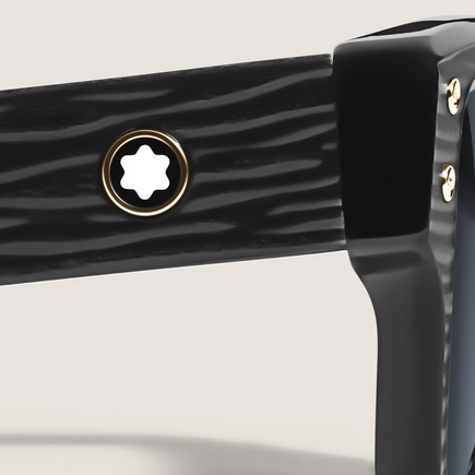 Rectangular Sunglasses with Black Colored Acetate Frame