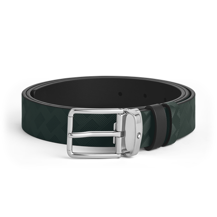 British green/black 30 mm reversible leather strap