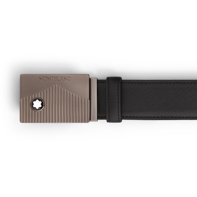 Black 35 mm leather belt - 3