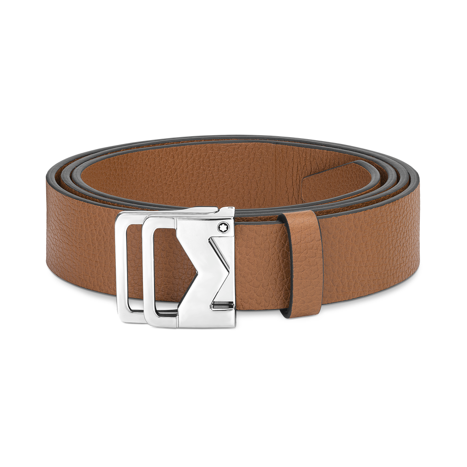 Grainy caramel 35mm leather belt - 1