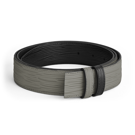 Medium grey/black 35mm reversible leather belt