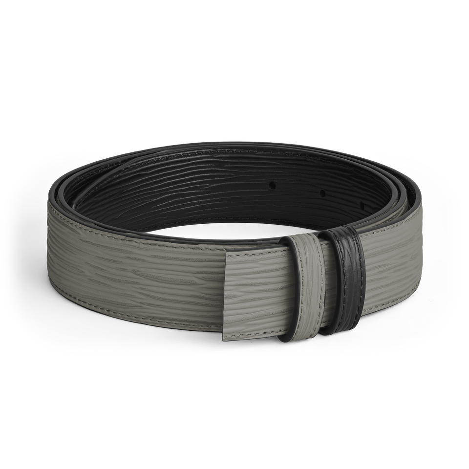 Medium grey/black 35mm reversible leather belt - 1