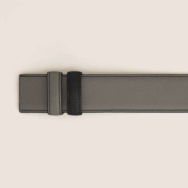 Medium grey/black 35mm reversible leather belt - 3