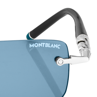 Rectangular Sunglasses with Silver Coloured Metal Frame