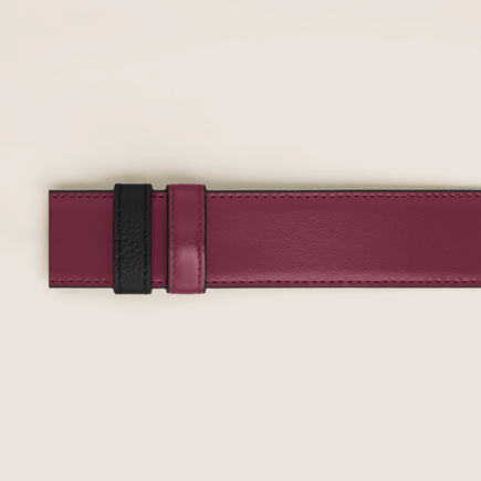Black/cassis 35mm reversible leather belt