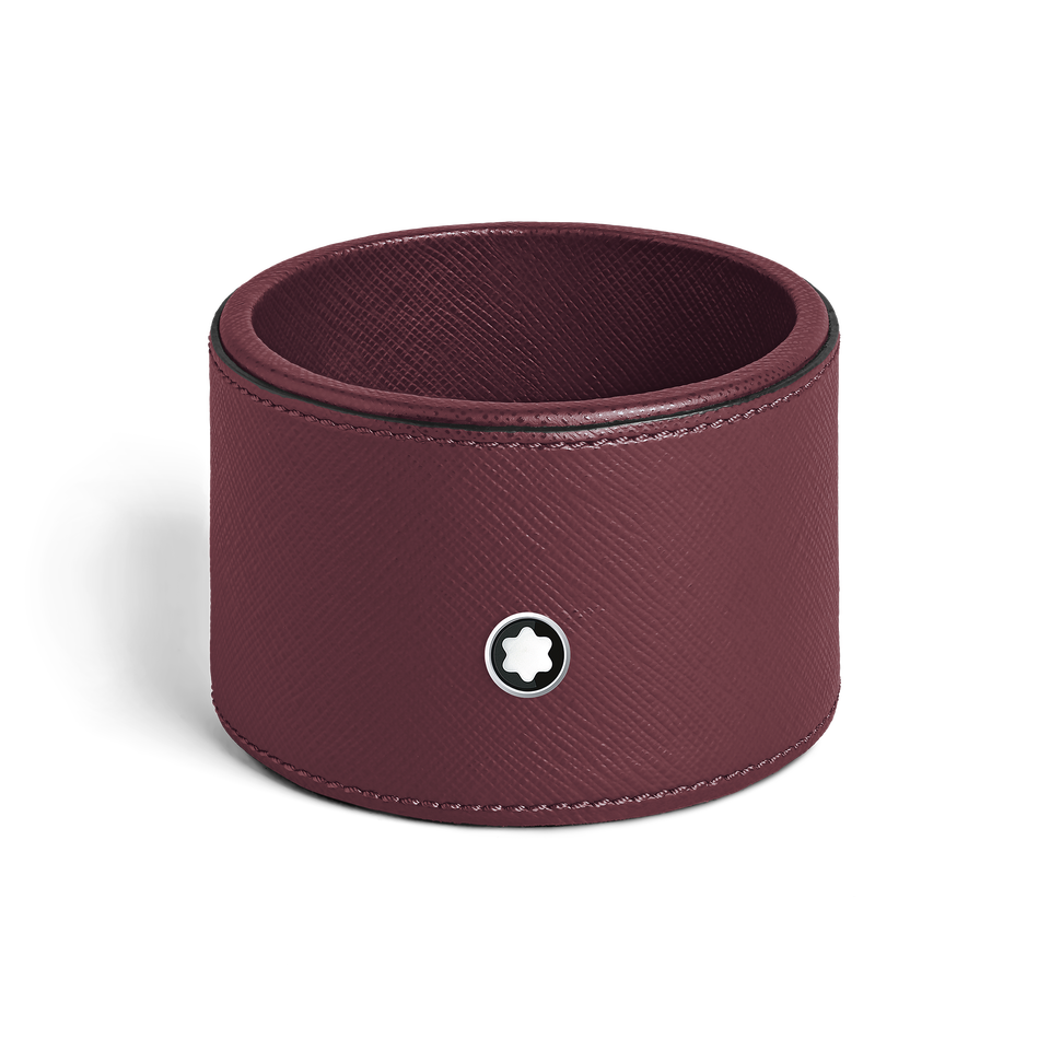 Round Desk tray in Cassis Leather (Medium) - 3