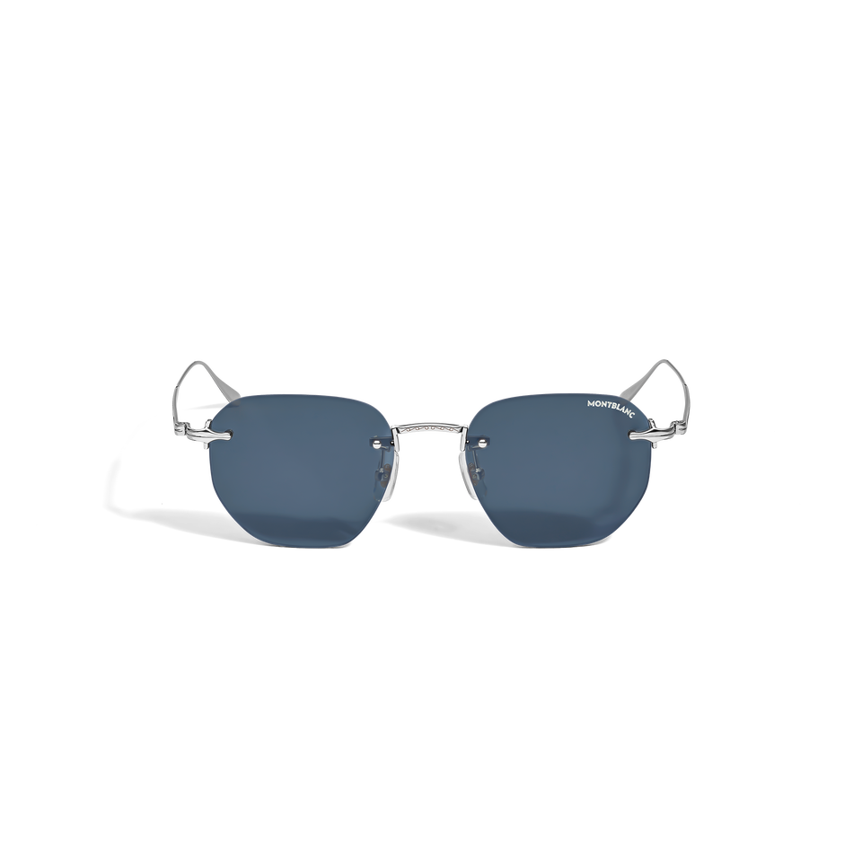 Round Sunglasses with Silver Colored Metal Frame - 1