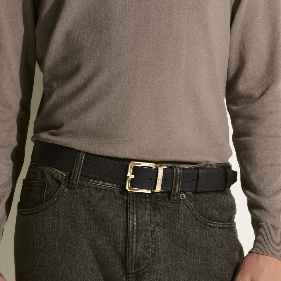 Night blue/black 35&nbsp;mm reversible leather belt - 2