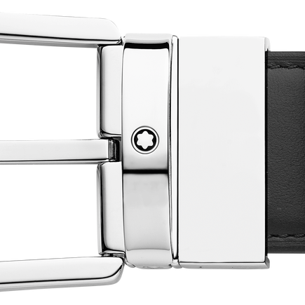 Horseshoe buckle black/tan 35 mm leather belt