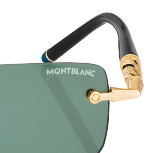 Rectangular Sunglasses with Gold Coloured Metal Frame