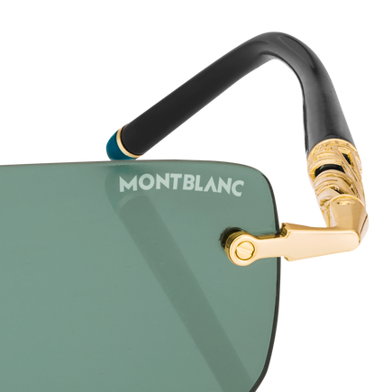 Rectangular Sunglasses with Gold Coloured Metal Frame