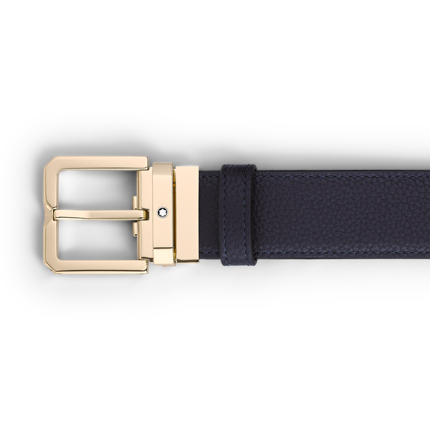 Night blue/black 35 mm reversible leather belt - 3