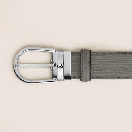 Horseshoe Buckle Medium Grey 35 mm Leather Belt