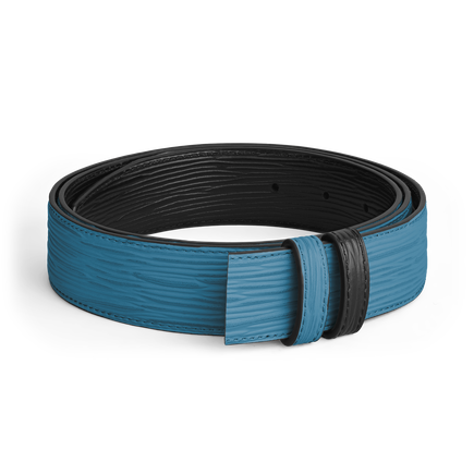 Smoky blue/black 35mm reversible leather belt
