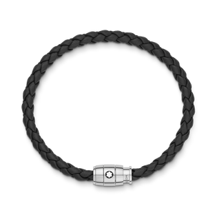 Bracelet Steel 3 rings closing and Black leather