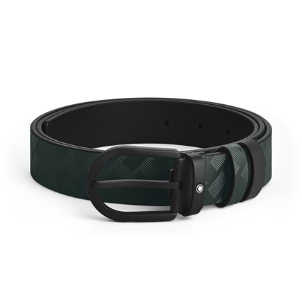 Horseshoe Buckle British Green/Black 30 mm Reversible Leather Strap