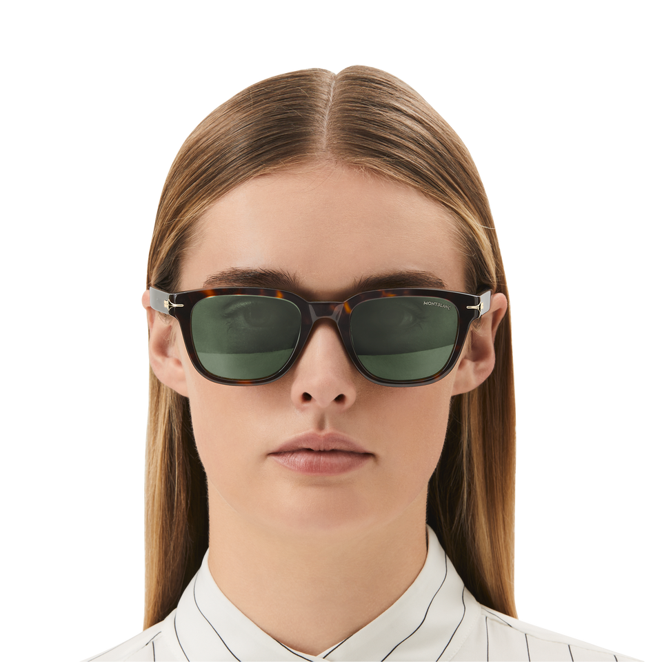 Squared Sunglasses with Havana Coloured Acetate Frame (M) - 6