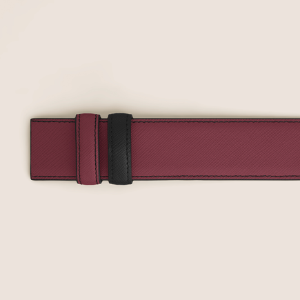 Cassis/black 35mm reversible leather belt