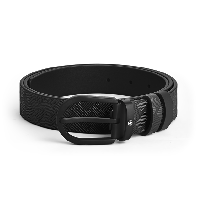 Horseshoe Buckle Black/Black 30 mm Reversible Leather Strap - 1