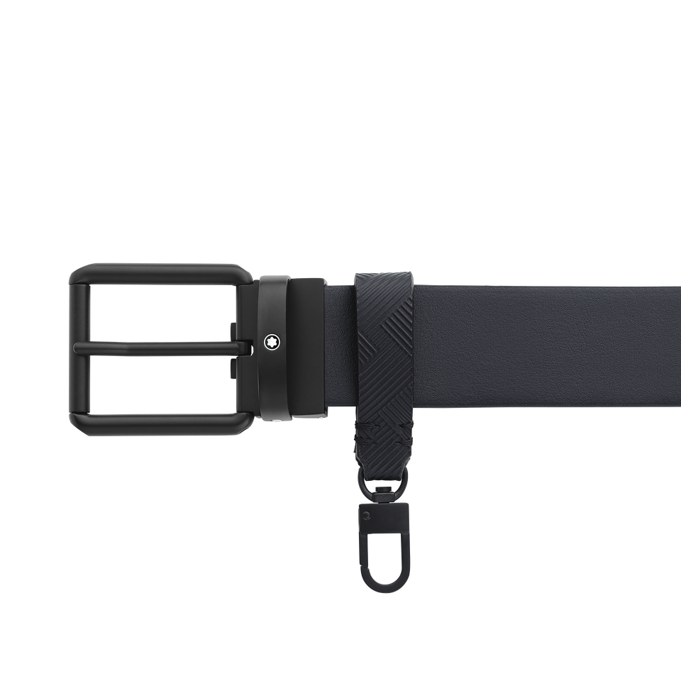 Printed black/plain black 35 mm reversible leather belt - 4