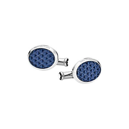 Meisterstück Oval Cufflinks with Geometric Lacquer Inlay