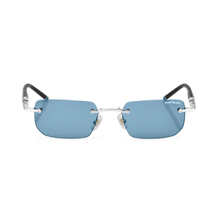Rectangular Sunglasses with Silver Coloured Metal Frame