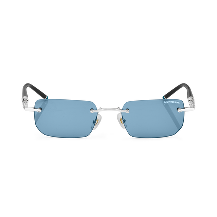 Rectangular Sunglasses with Silver Coloured Metal Frame
