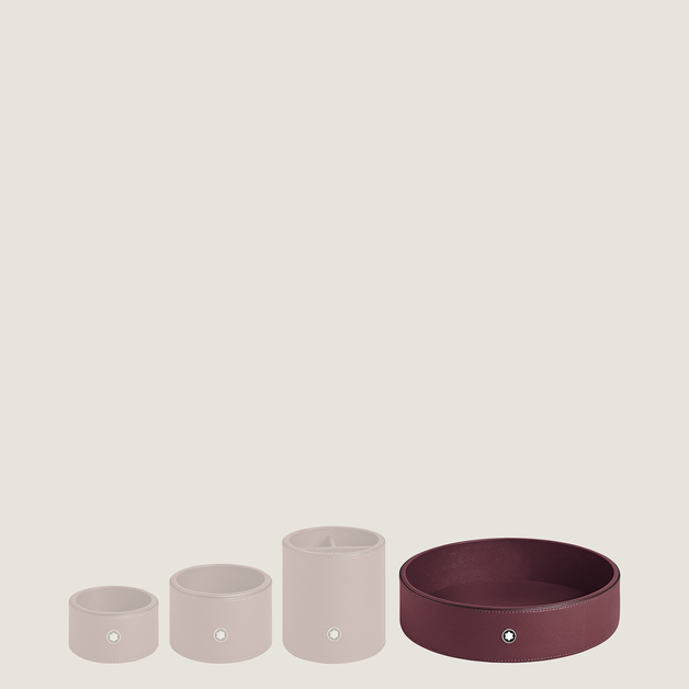 Round Desk tray in Cassis Leather (Large) - 2