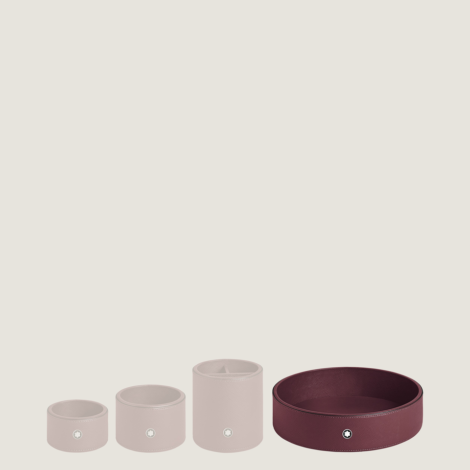 Round Desk tray in Cassis Leather (Large) - 2