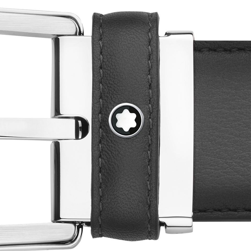 Horseshoe buckle gray 35 mm leather belt - 3